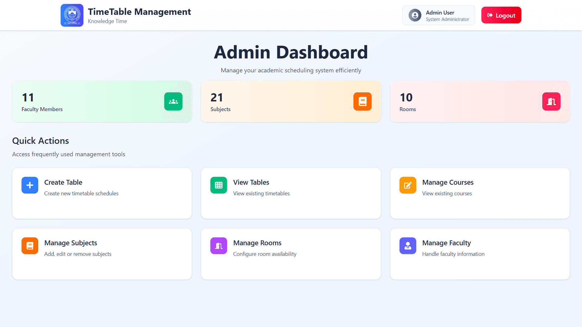 TimeTable Management System