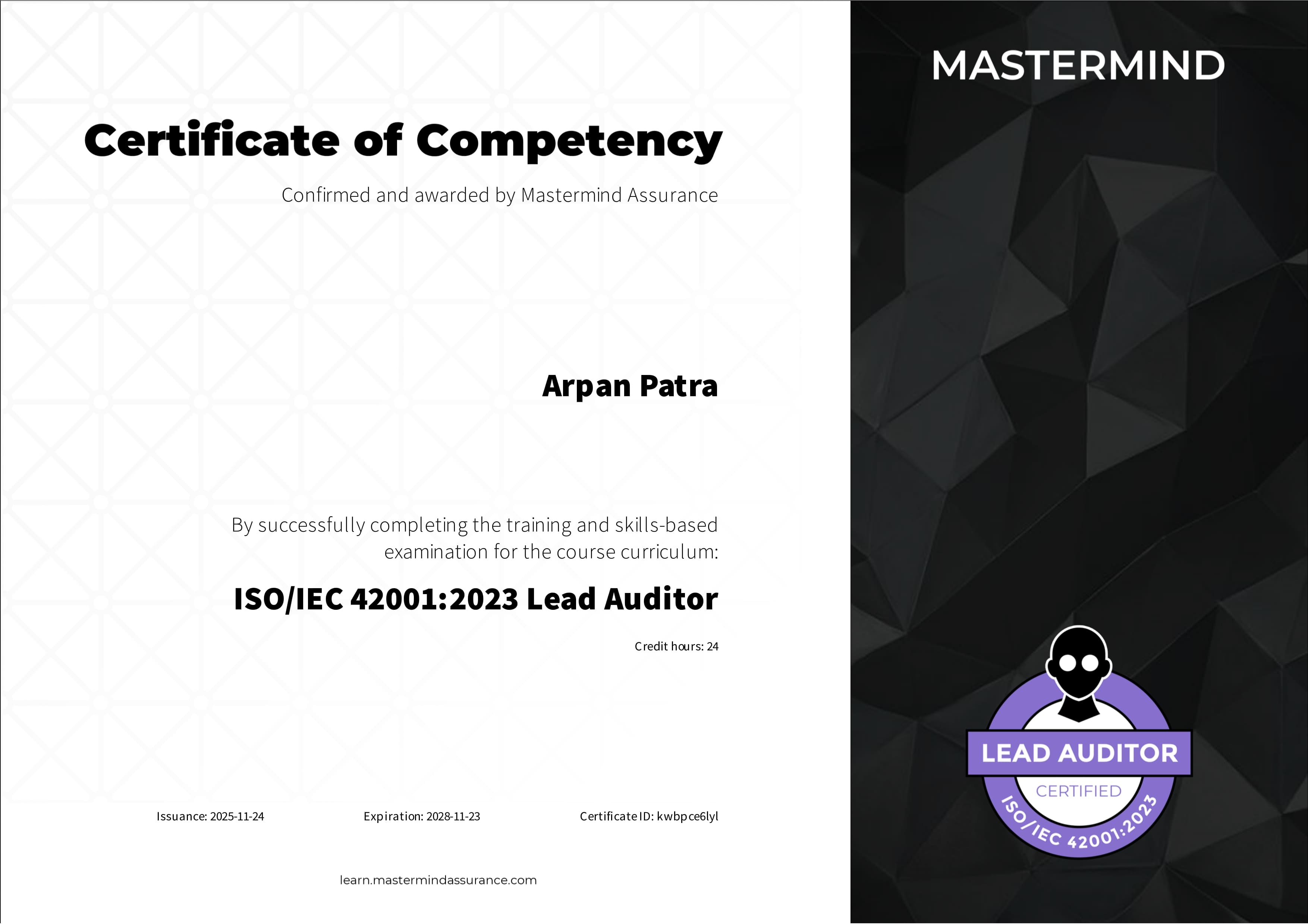 Lead Auditor: ISO/IEC 42001:2023